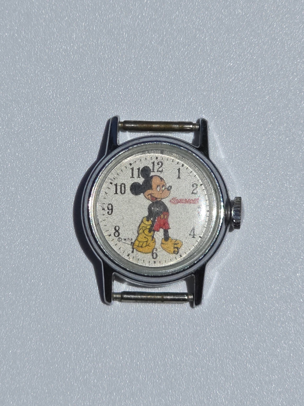 VTG Ingersoll Mickey Mouse Mechanical Hand Wind Watch Runs Disney READ